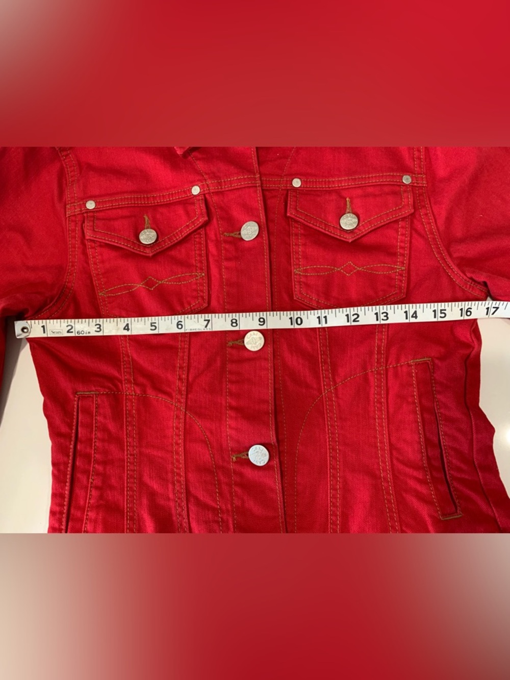 Bold Red CAbi Women’s Denim Jacket - Casual Button-Up, XS - Picture 6 of 7